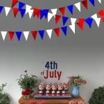 Patriotic Hanging Triangle Flag Pennant Garland Red White and Blue Hanging Paper Pennant Streamer for 4th of July, Independence Day, Memorial Day, Veterans Day, Labor Day Decorations 30 Feet