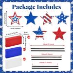 6Pcs Patriotic Memorial Day Tiered Tray Decor Veterans Day Wooden Star Set Memorial Red White and Blue Table Centerpiece Sign Decoration for Veterans Labor Fourth of July Home Office Patriotic Party