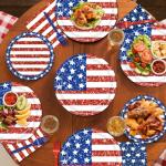 Jhfinely 96 Pieces American Flag Patriotic Plates and Napkins Tableware Set - 4th of July Disposable Paper Plates, Napkins and Forks for Independence Day Memorial Day Veterans Day Party Decorations