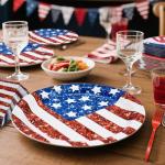 Jhfinely 96 Pieces American Flag Patriotic Plates and Napkins Tableware Set - 4th of July Disposable Paper Plates, Napkins and Forks for Independence Day Memorial Day Veterans Day Party Decorations