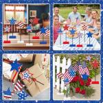 6Pcs Patriotic Memorial Day Tiered Tray Decor Veterans Day Wooden Star Set Memorial Red White and Blue Table Centerpiece Sign Decoration for Veterans Labor Fourth of July Home Office Patriotic Party