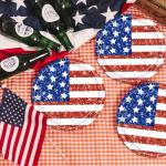 Jhfinely 96 Pieces American Flag Patriotic Plates and Napkins Tableware Set - 4th of July Disposable Paper Plates, Napkins and Forks for Independence Day Memorial Day Veterans Day Party Decorations
