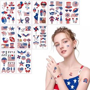 90 Pcs American Traditional Temporary Tattoos - Perfect for Independence Day Celebrations, Adults and Kids Alike, Labor Day Decorations (Classic)