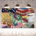 Red White and Blue American Flag Eagle Backdrop Memorial Day Banner 4th of July Fourth of July Veterans Day Patriotic Party Decoration and Supplies for Home