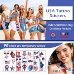 90 Pcs American Traditional Temporary Tattoos - Perfect for Independence Day Celebrations, Adults and Kids Alike, Labor Day Decorations (Classic)