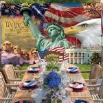 Red White and Blue American Flag Eagle Backdrop Memorial Day Banner 4th of July Fourth of July Veterans Day Patriotic Party Decoration and Supplies for Home