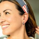 FSLEAD Patriotic Earrings for Women Red White Blue Earrings CZ Inside Out 14K Gold Plated Hoop Earrings Huggie Gold Earring American Flag 4th of July USA Memorial Independence Day