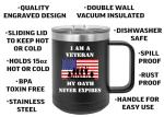 Rogue River Tactical USA Tattered American Flag Veteran Oath Heavy Duty Stainless Steel Black Coffee Mug Tumbler With Lid Novelty Cup Great Gift Idea