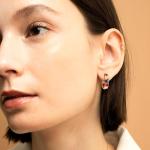 FSLEAD Patriotic Earrings for Women Red White Blue Earrings CZ Inside Out 14K Gold Plated Hoop Earrings Huggie Gold Earring American Flag 4th of July USA Memorial Independence Day