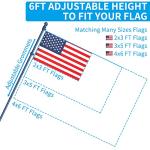 ZMTECH Flag Pole - Upgraded Bracket, 6 FT Stainless Steel Flag Poles for Outside House, Residential or Commerical, Tangle Free Flag Pole Kit for American Flag (without Flag, Blue)