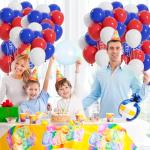100pcs Red White and Blue Balloons, 12 inch Independence Day Patriotic Balloons for 4th of July Graduation Baseball Birthday Party Decorations