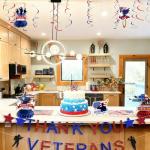 Veterans Day Decorations, NO-DIY Thank You Veterans Banner includes Veterans Day Banner, 6Pcs Hanging Swirls, 3Pcs Honeycomb Centerpiece for Indoor Outdoor Veterans Decor Patriotic Decorations