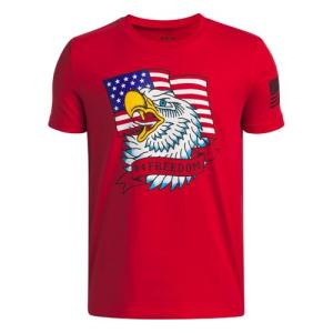 Under Armour Boys' Freedom Fun Graphic Short Sleeve T Shirt, (600) Red / / Black, Large