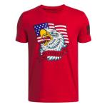 Under Armour Boys' Freedom Fun Graphic Short Sleeve T Shirt, (600) Red / / Black, Large
