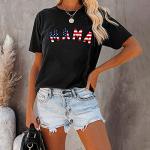 4th of July Shirts for Women American Flag Mama Patriotic T-Shirts Star Stripes USA Tee Tops Independence Day Gift XL Flag Mama