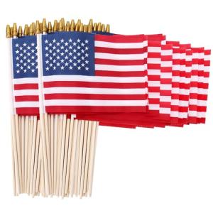 100 Pack 5x8 Inch Small American Flags on Stick,Mini Flags/US Handheld Stick Flags with Kid-Safe Spear Top, Perfect for Memorial Day Decorations, Independence Day, 4th of July Outdoor Decor,Yard Flags