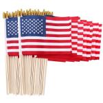 100 Pack 5x8 Inch Small American Flags on Stick,Mini Flags/US Handheld Stick Flags with Kid-Safe Spear Top, Perfect for Memorial Day Decorations, Independence Day, 4th of July Outdoor Decor,Yard Flags