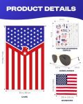 YUSPENYE American Flag Costume Cape Set – Flag Cape, Bandana, Sunglasses (UV400, 54mm) & Patriotic Tattoo Stickers (10pcs/96 Patterns)