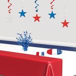 Beistle Star Gleam ‘N Burst Centerpiece, 2-Piece Blue Metallic Table Display for Patriotic Holidays, USA Themed Events, 4th of July Parties, and Memorial Day Celebrations, 15”