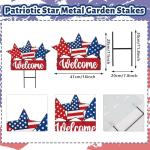JarThenaAMCS Patriotic Metal Garden Stakes Vintage 4th of July Star Decorative Lawn Sign Welcome Yard Sign for Independence Day Home Outside Lawn Porch Decor