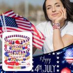 lakayfimily 4th of July Gifts for Men Women Teens Red White Blue Clay Beaded Stretch Stackable Bracelets USA Patriotic Jewelry Accessories (USA)