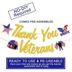 Veterans Day Banner, Thank You Veterans Glitter Letter Banner Cardstock Paper Garland Patriotic Party Decorations