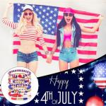 lakayfimily 4th of July Gifts for Men Women Teens Red White Blue Clay Beaded Stretch Stackable Bracelets USA Patriotic Jewelry Accessories (USA)