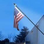 ZMTECH 6FT Flag Pole Kit with Solar Light and Embroidered American Flag, Adjustable Bracket and Upgraded Tangle-Free Ring 1" Stainless Steel Flagpole for Day and Night, Residential, Commercial, Black