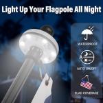 ZMTECH 6FT Flag Pole Kit with Solar Light and Embroidered American Flag, Adjustable Bracket and Upgraded Tangle-Free Ring 1" Stainless Steel Flagpole for Day and Night, Residential, Commercial, Black