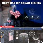 ZMTECH 6FT Flag Pole Kit with Solar Light and Embroidered American Flag, Adjustable Bracket and Upgraded Tangle-Free Ring 1" Stainless Steel Flagpole for Day and Night, Residential, Commercial, Black