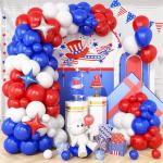 Red White and Blue Balloons Arch Kit, Royal Blue Red White Balloon Garland with Star Foil Balloon, for 4th of July Patriotic Graduation Birthday Wedding Nautical Baseball Theme Party Decoration