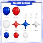 Red White and Blue Balloons Arch Kit, Royal Blue Red White Balloon Garland with Star Foil Balloon, for 4th of July Patriotic Graduation Birthday Wedding Nautical Baseball Theme Party Decoration