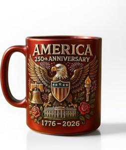 USA 250th Anniversary Mug, Ceramic Coffee Mug Celebrates United States 250th, The eagle and the flag symbolize Patriotic Decorator, Novelty Retro Veteran Memorial Coffee Cups