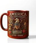 USA 250th Anniversary Mug, Ceramic Coffee Mug Celebrates United States 250th, The eagle and the flag symbolize Patriotic Decorator, Novelty Retro Veteran Memorial Coffee Cups