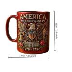 USA 250th Anniversary Mug, Ceramic Coffee Mug Celebrates United States 250th, The eagle and the flag symbolize Patriotic Decorator, Novelty Retro Veteran Memorial Coffee Cups
