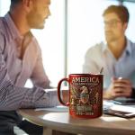 USA 250th Anniversary Mug, Ceramic Coffee Mug Celebrates United States 250th, The eagle and the flag symbolize Patriotic Decorator, Novelty Retro Veteran Memorial Coffee Cups