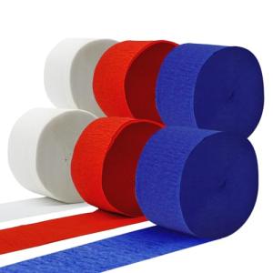 PheiLa Crepe Paper Streamers 6 Rolls 492ft, Crepe Paper 4th of July Decorations Red White Navy Blue Patriotic Party Supplies for DIY Gift Wrapping Birthday Holiday Party Decor, 1.77 Inch x 82 Ft/Roll