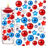 FEICUIBEXI 208 Pieces Patriotic Vase Filler Set, 4th of July Patriotic Red White Blue Faux Pearl Beads for 4th of July Independence Day, Memorial Day Veterans Day Table Centerpiece Home Decor