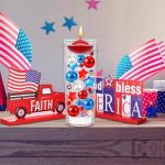 FEICUIBEXI 208 Pieces Patriotic Vase Filler Set, 4th of July Patriotic Red White Blue Faux Pearl Beads for 4th of July Independence Day, Memorial Day Veterans Day Table Centerpiece Home Decor