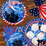 Veterans Day Decorations Tableware, 142Pcs Happy Veteran Day Decorations includes Patriotic Plates Veterans Day Napkins, Thank You Veterans Plates and Napkins for Patriotic Party