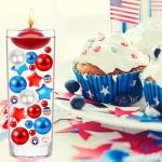 FEICUIBEXI 208 Pieces Patriotic Vase Filler Set, 4th of July Patriotic Red White Blue Faux Pearl Beads for 4th of July Independence Day, Memorial Day Veterans Day Table Centerpiece Home Decor