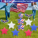 11 Pcs Independence Day Yard Signs(2 Eagles+9 Stars), 4th of July Patriotic Outdoor Decorations, Memorial Day Pentagram(Red White Blue) Garden Sign with Stakes for Fourth of July Celebration