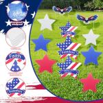 11 Pcs Independence Day Yard Signs(2 Eagles+9 Stars), 4th of July Patriotic Outdoor Decorations, Memorial Day Pentagram(Red White Blue) Garden Sign with Stakes for Fourth of July Celebration
