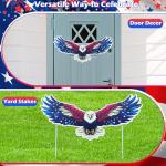11 Pcs Independence Day Yard Signs(2 Eagles+9 Stars), 4th of July Patriotic Outdoor Decorations, Memorial Day Pentagram(Red White Blue) Garden Sign with Stakes for Fourth of July Celebration
