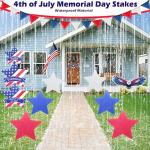 11 Pcs Independence Day Yard Signs(2 Eagles+9 Stars), 4th of July Patriotic Outdoor Decorations, Memorial Day Pentagram(Red White Blue) Garden Sign with Stakes for Fourth of July Celebration