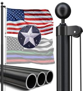 IIOPE 20FT Heavy Duty Flag Pole, 12-Gauge Aluminum, 100MPH Wind Tested | Extra Thick Residential & Commercial Flagpole Kit for Outside House – Includes USA Flag & All Hardware to Fly Two Flags