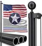 IIOPE 20FT Heavy Duty Flag Pole, 12-Gauge Aluminum, 100MPH Wind Tested | Extra Thick Residential & Commercial Flagpole Kit for Outside House – Includes USA Flag & All Hardware to Fly Two Flags