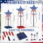 Sereliy 3 PCS Veterans Day Table Decorations Wooden Star Set, Rustic Patriotic 4th of July Tiered Tray Decor, Red White and Blue Decorations Veterans Day for Home (Stripe)