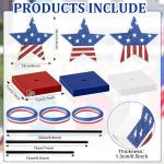 Sereliy 3 PCS Veterans Day Table Decorations Wooden Star Set, Rustic Patriotic 4th of July Tiered Tray Decor, Red White and Blue Decorations Veterans Day for Home (Stripe)