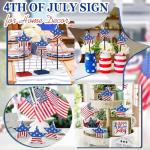 Sereliy 3 PCS Veterans Day Table Decorations Wooden Star Set, Rustic Patriotic 4th of July Tiered Tray Decor, Red White and Blue Decorations Veterans Day for Home (Stripe)